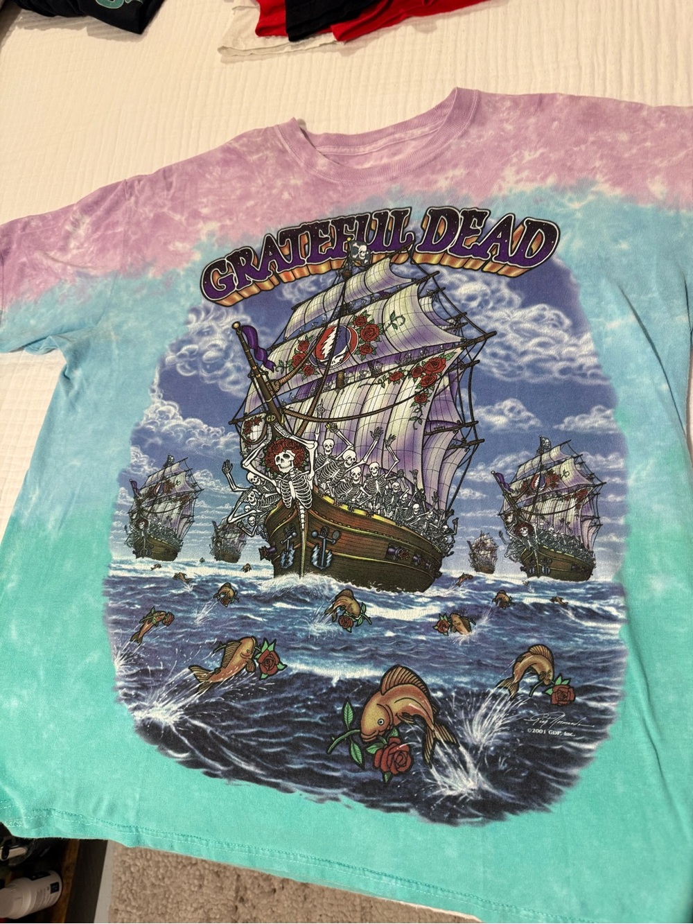 Grateful Dead Ship of Fools Graphic Tee - Purple, Teal & Blue  Liquid Blue.
